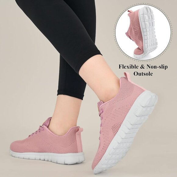 ⚡Women Pink 3D Mesh Upper Comfortable Lightweight Breathable Walking Sneaker - Picture 4 of 6